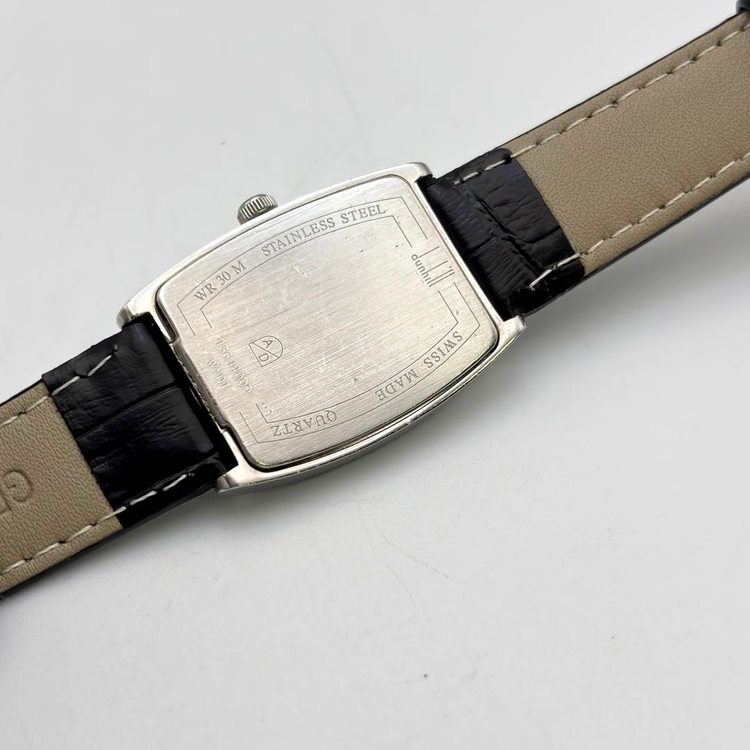稼働✨Dunhill デイト スクエア シルバー メンズ 腕時計 新品ベルト