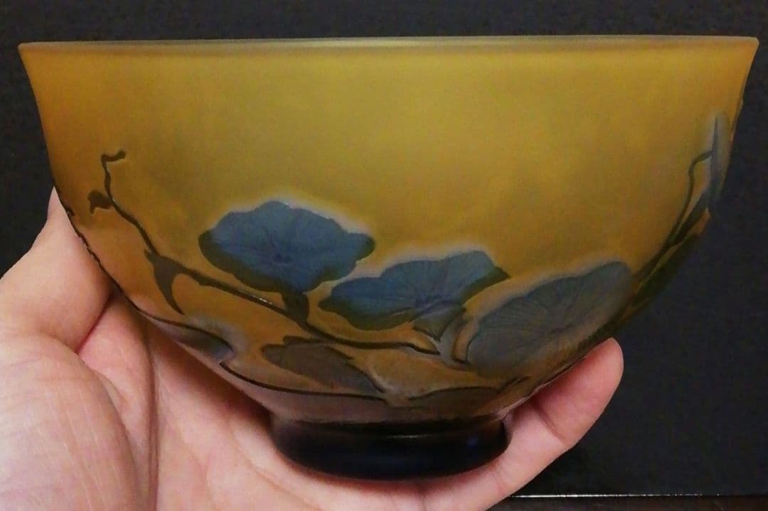 亀井浩美作　幻彩琳　朝顔文　茶碗　共箱　栞付　茶道具