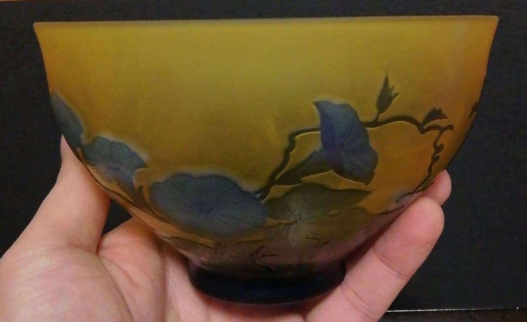 亀井浩美作　幻彩琳　朝顔文　茶碗　共箱　栞付　茶道具