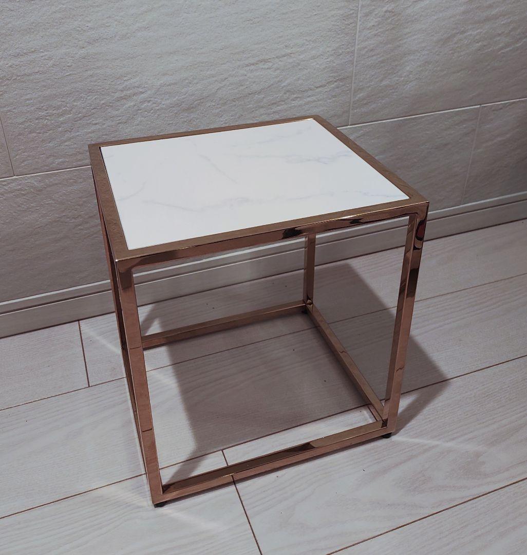 フランフラン レーヌ テーブル 大理石 サイドテーブル ゴールド