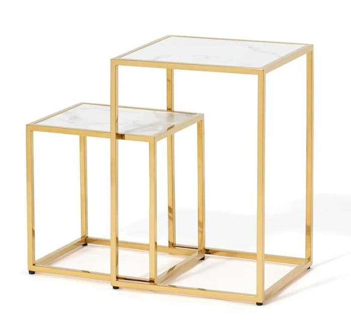 フランフラン レーヌ テーブル 大理石 サイドテーブル ゴールド
