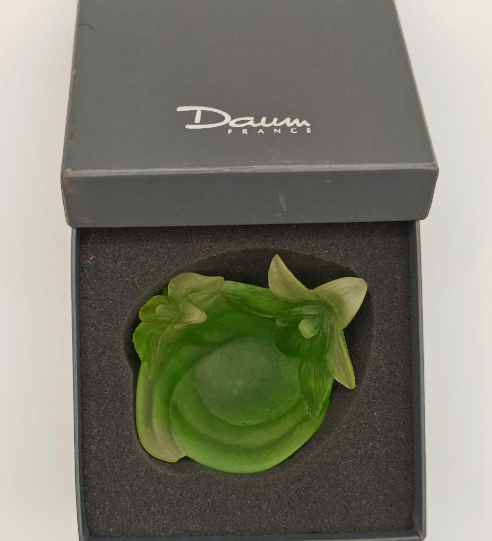 Daum ドーム　グリーンの花　 パートドべール ガラス クリスタル