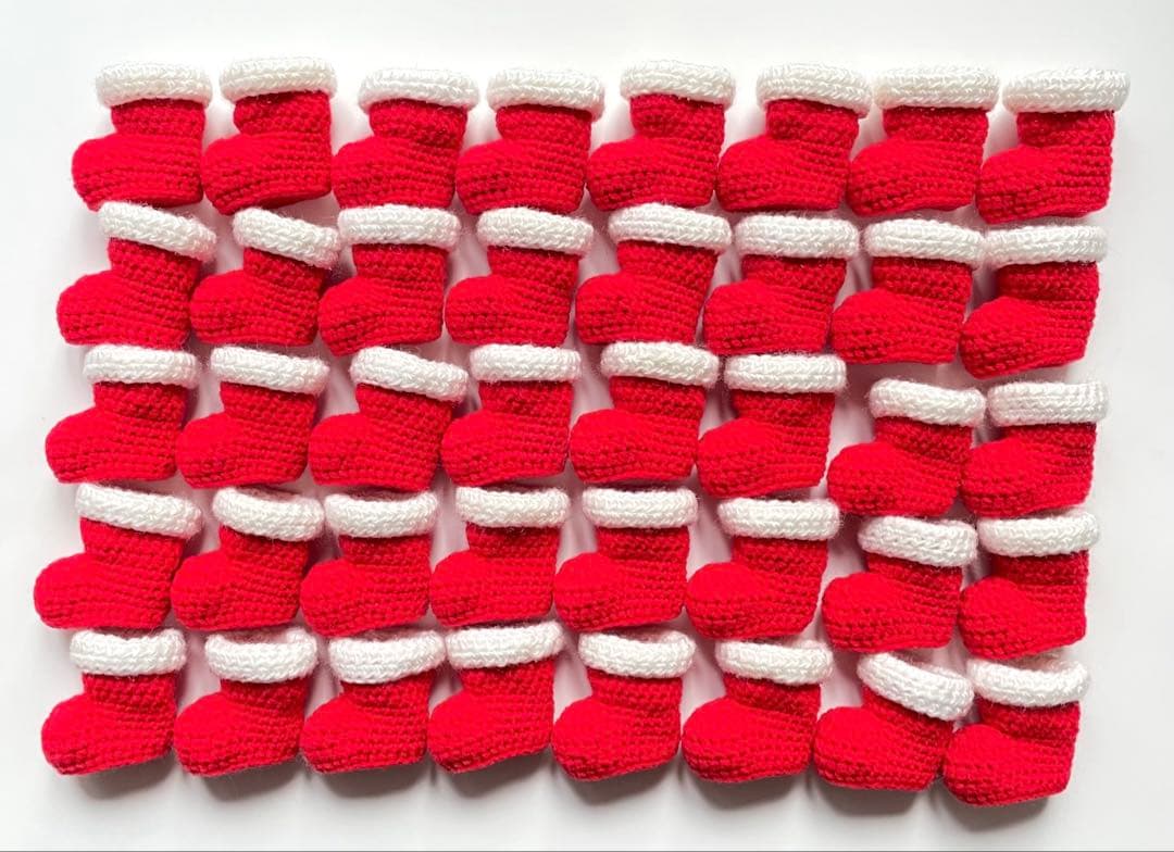 かぎ針編み ブーツ40個 りんごモチーフ16個 りんご梨モチーフ18個