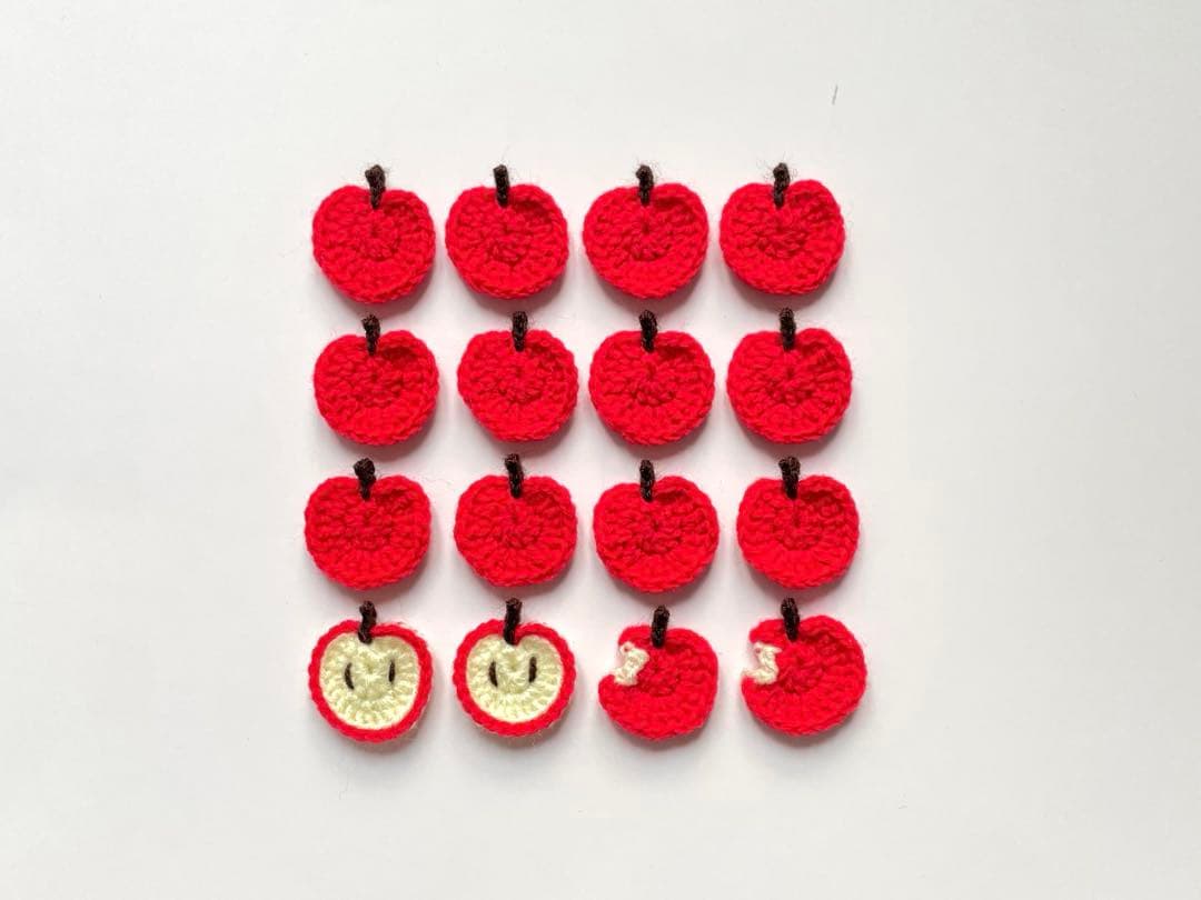 かぎ針編み ブーツ40個 りんごモチーフ16個 りんご梨モチーフ18個