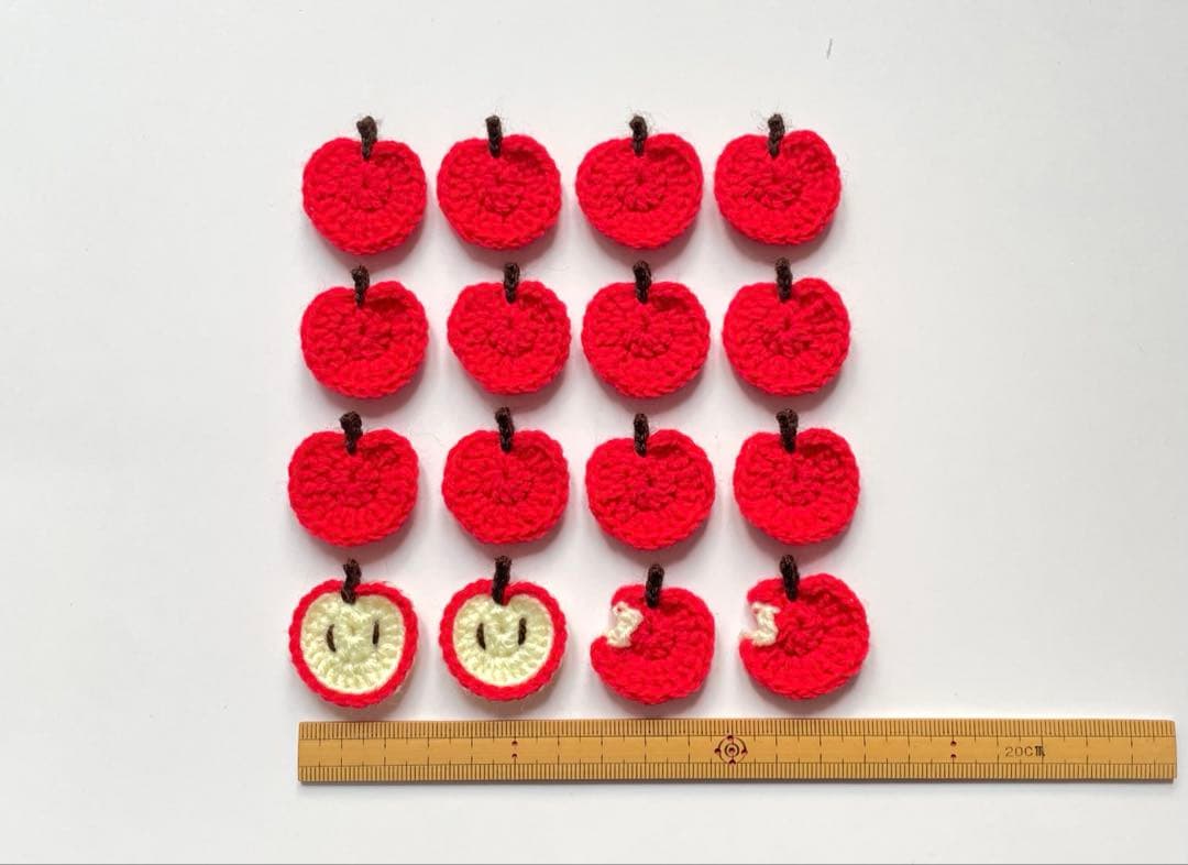 かぎ針編み ブーツ40個 りんごモチーフ16個 りんご梨モチーフ18個