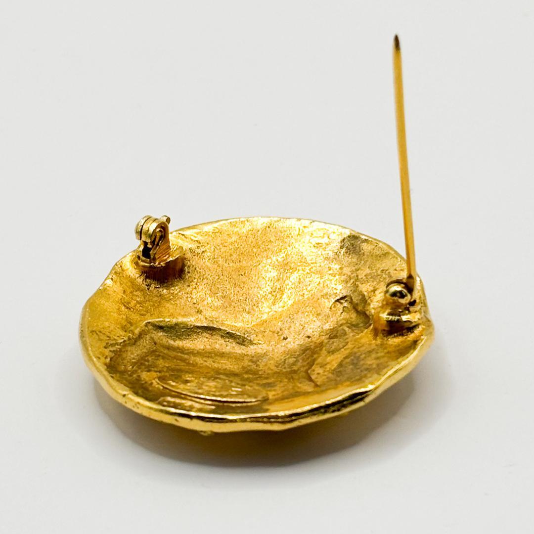 レア 美品 シャネル ブローチ ライオン モチーフ ゴールド GP ラウンド