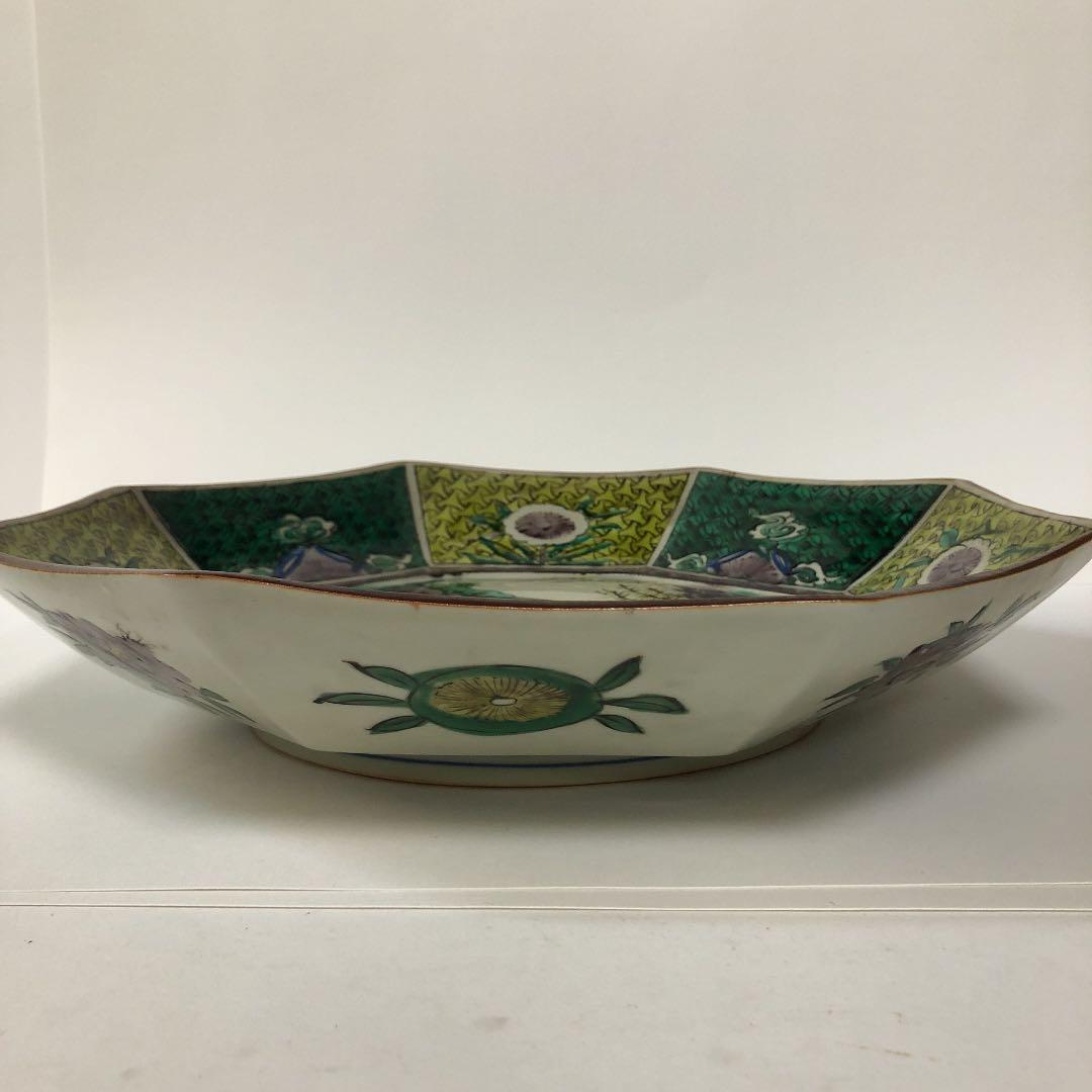 青手 九谷焼 八角 大皿 美品！