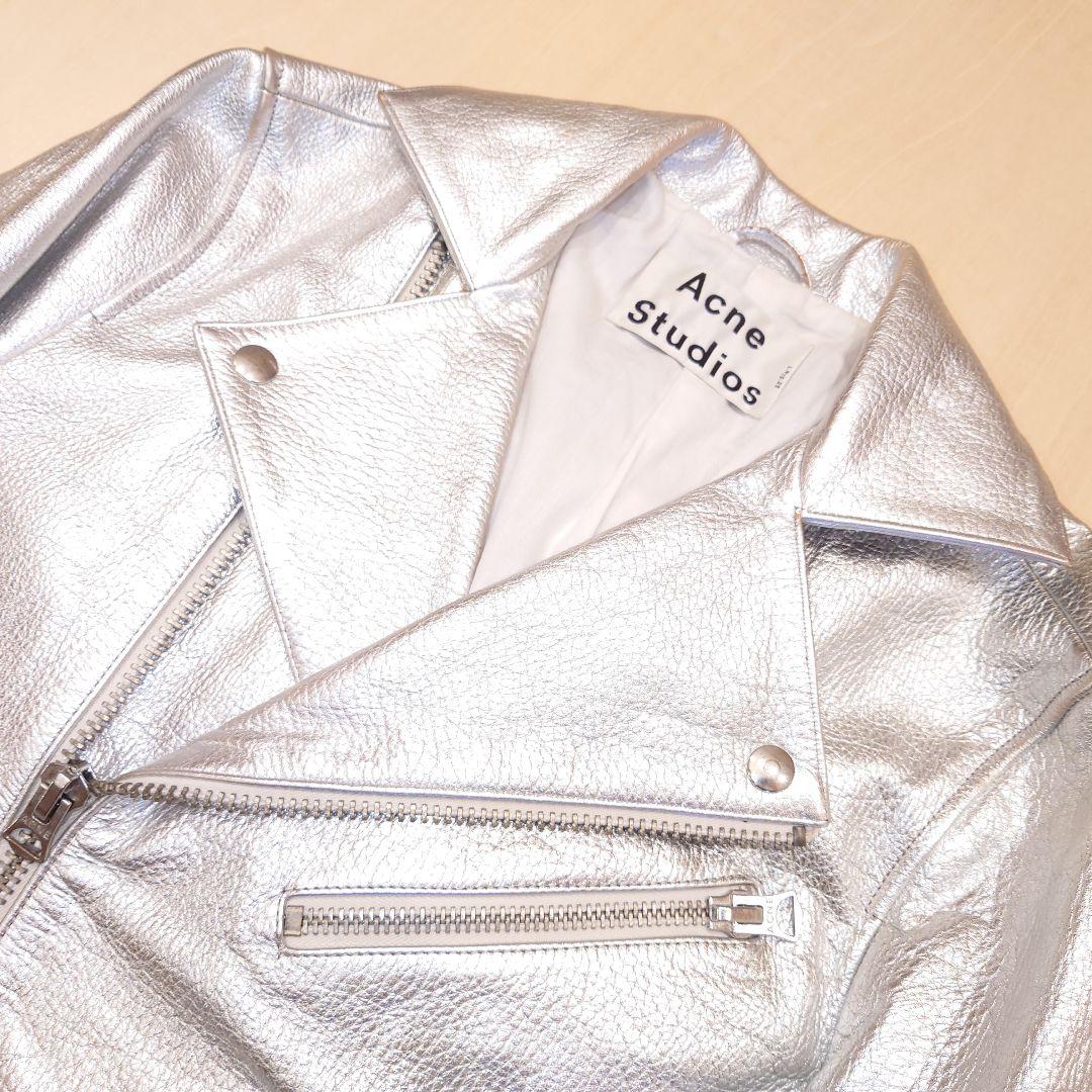 acne studios ライダースジャケット シルバー レザー gibson