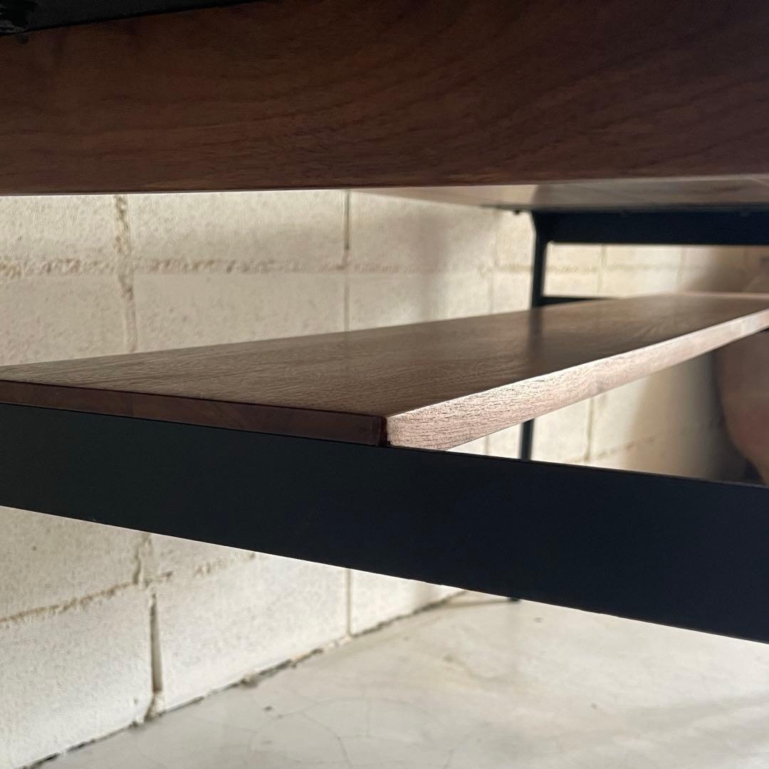 美品　unico ウニコ　ダイニングテーブル　ウォールナット無垢　棚付アイアン脚