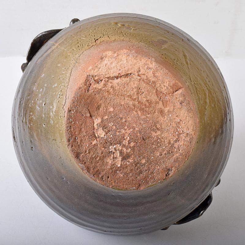 朝鮮美術　李朝　高麗黒釉　双耳壷　時代箱付　V　R8409B