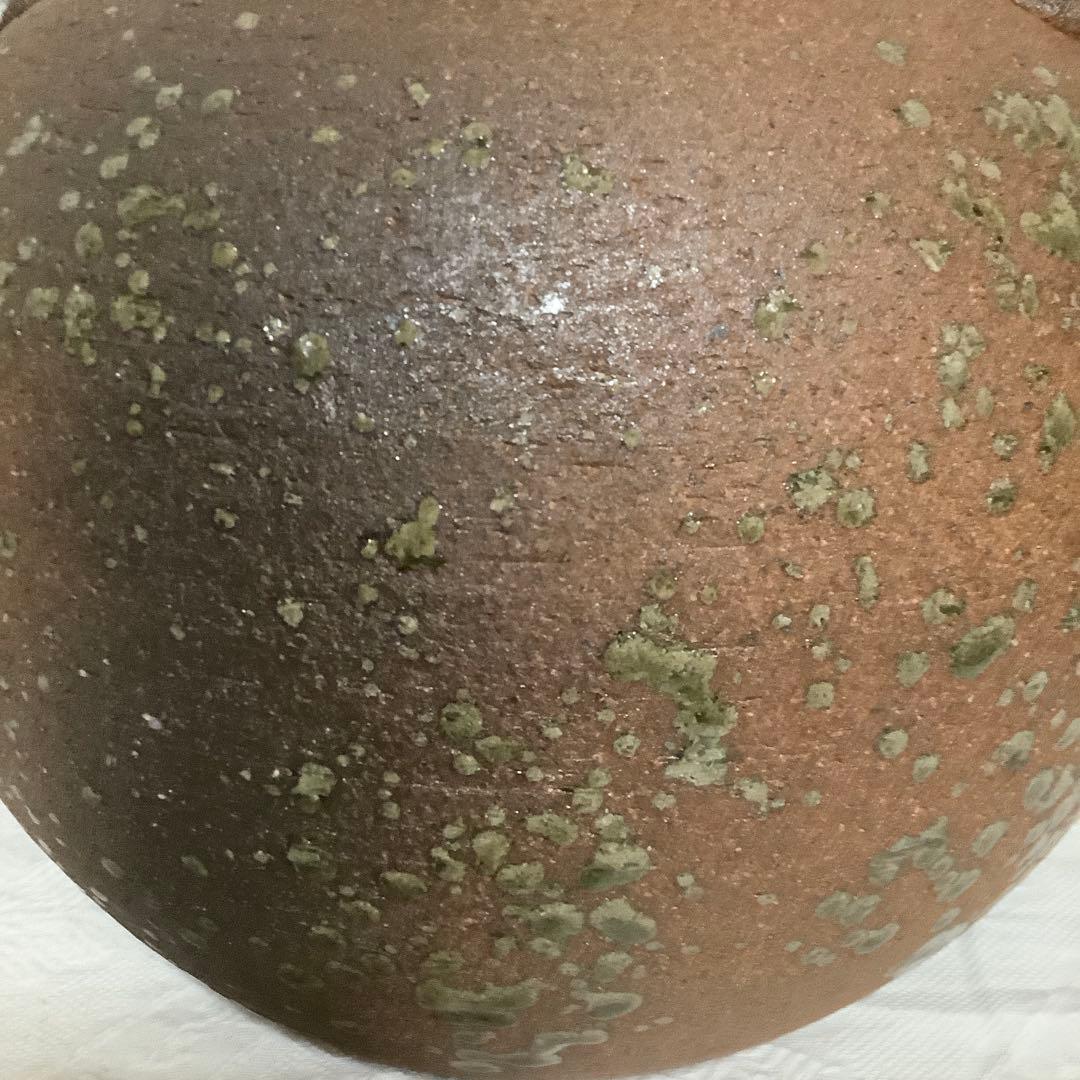 【新品　未使用】　信楽焼　「明山作」　花瓶　大型　取手茶道具　桐箱入り