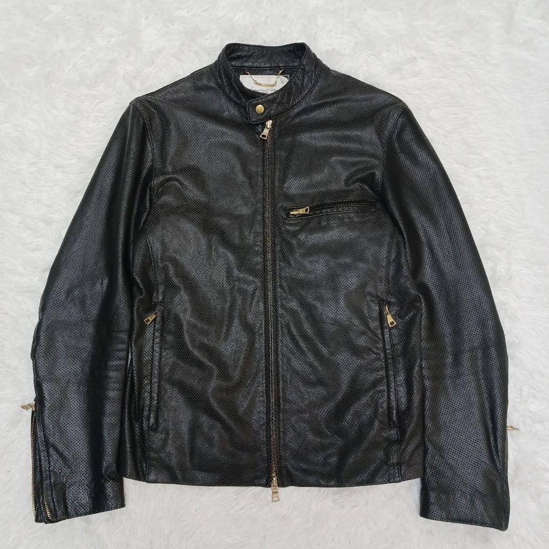 ✨美品✨希少デザイン✨ビームス　パンチング　シングルライダース　ブラック　M