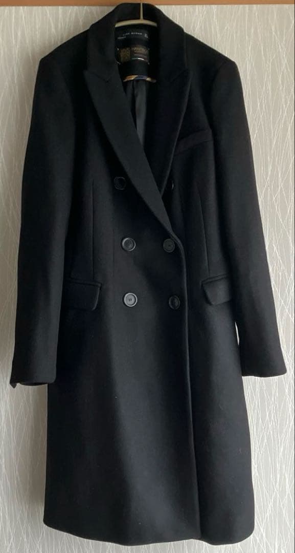 ZARA Woman MANTECO黒 ダブルチェスターコート L Large