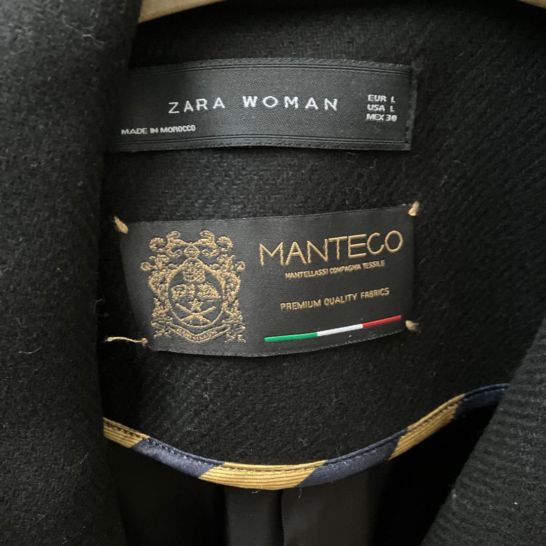 ZARA Woman MANTECO黒 ダブルチェスターコート L Large