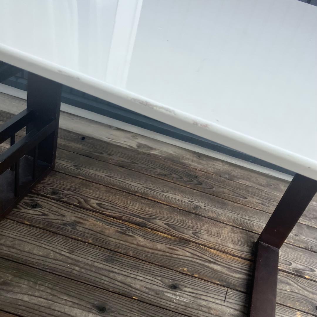 北欧レトロ ニトリ オープンシェルフ付きバタフライテーブル ダイニングテーブル