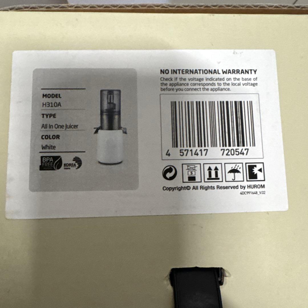 M01 Hurom ジューサー ホワイト スロージューサー H310A ホワイト