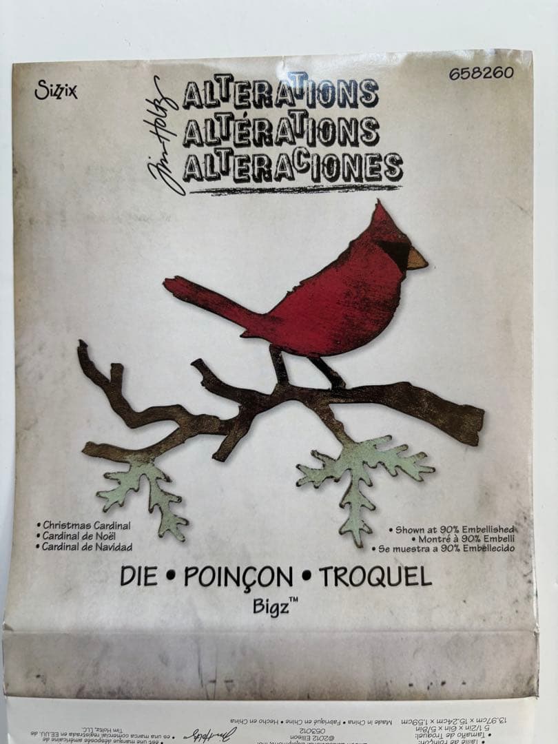 アルバム・スクラップ Sizzix Bigz Die Christmas Cardinal