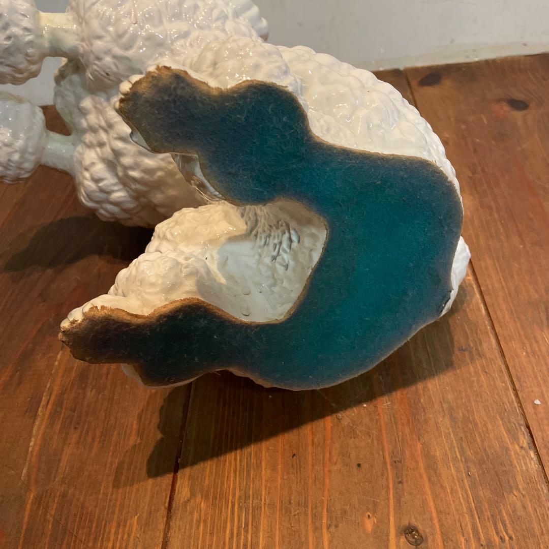 美品　陶器　プードル　置物　オブジェ　大きめ　リアル　表情豊かな　ヴィンテージ