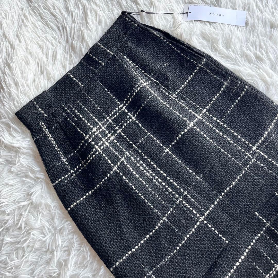 【タグ付き】 アドーア クラシカルツイードスカート タイトスカート ペプラム