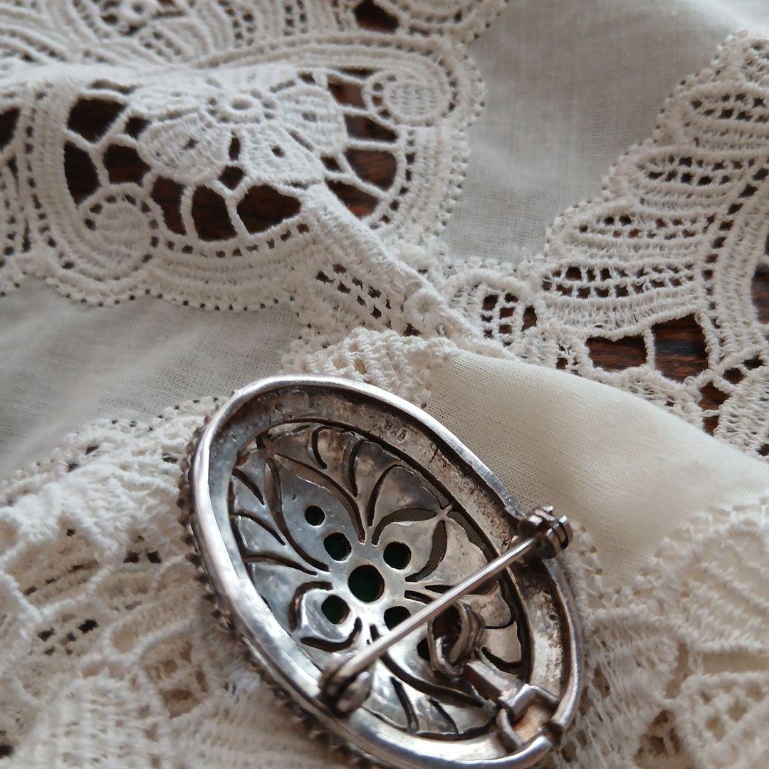 シルバー925 マーカサイト クロス デザイン ブローチ、ペンダント兼用 レトロ