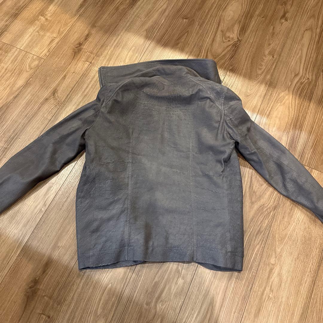 Rick owens RU3761グレー　レザージャケット シングルライダース