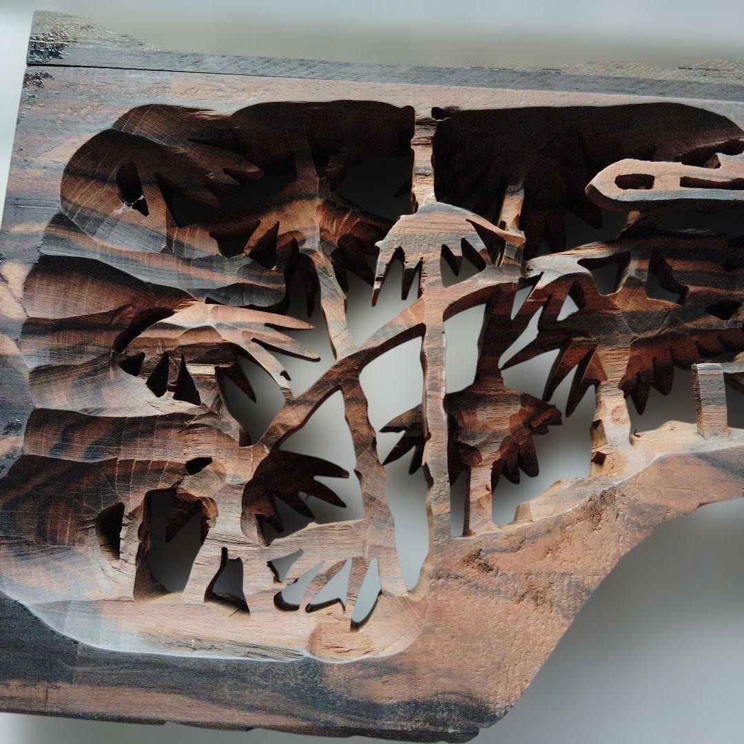 縞黒檀無垢欄間　仏壇用55cm巾