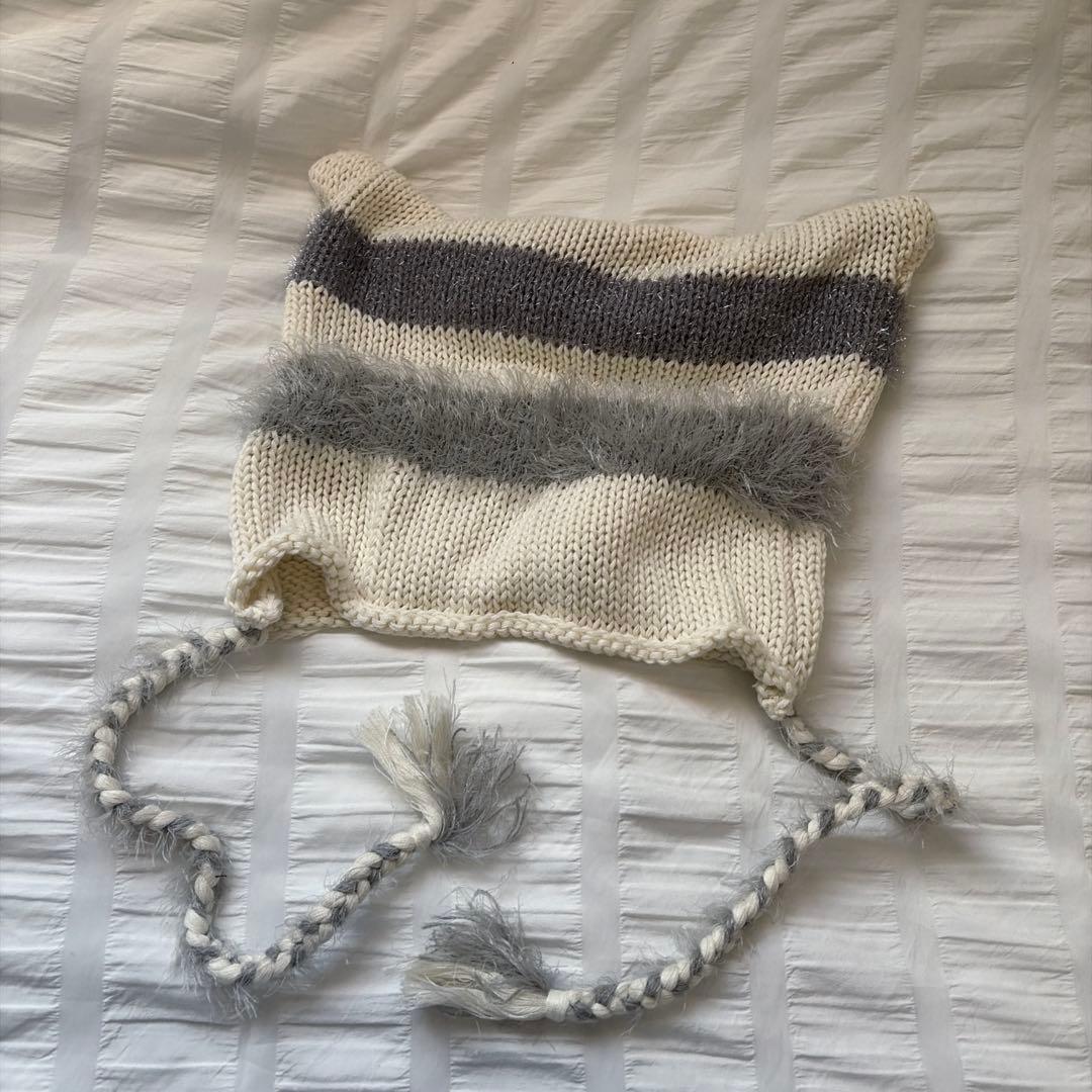 NEWAVE 猫耳ニット帽 アームウォーマーセット