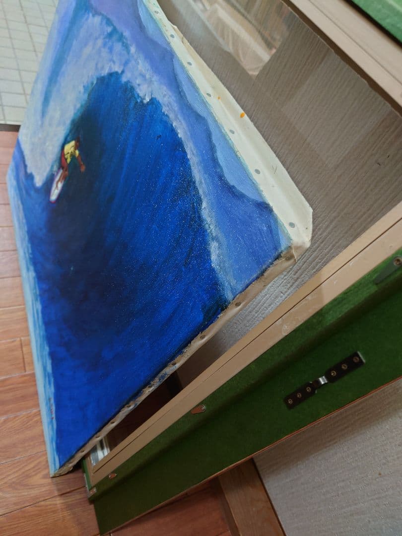 DAIKI 「ビック ウェーブ」真筆 油絵 絵画 サーフィン 波乗り