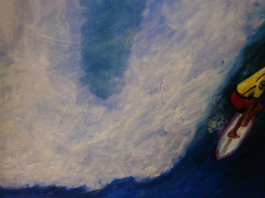 DAIKI 「ビック ウェーブ」真筆 油絵 絵画 サーフィン 波乗り