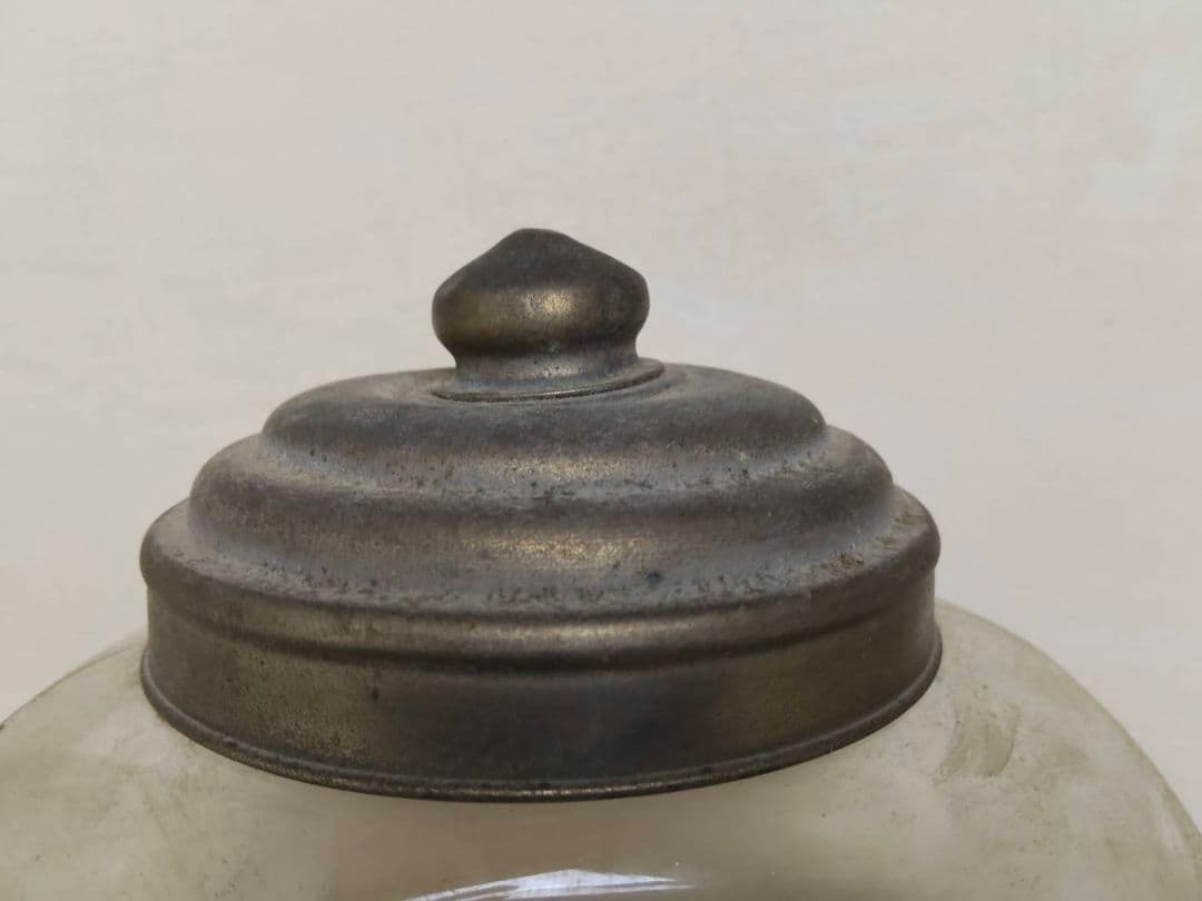 ★昭和レトロ ガラス瓶 ブリキ蓋付き 駄菓子屋 保存瓶 古道具 高さ約21cm