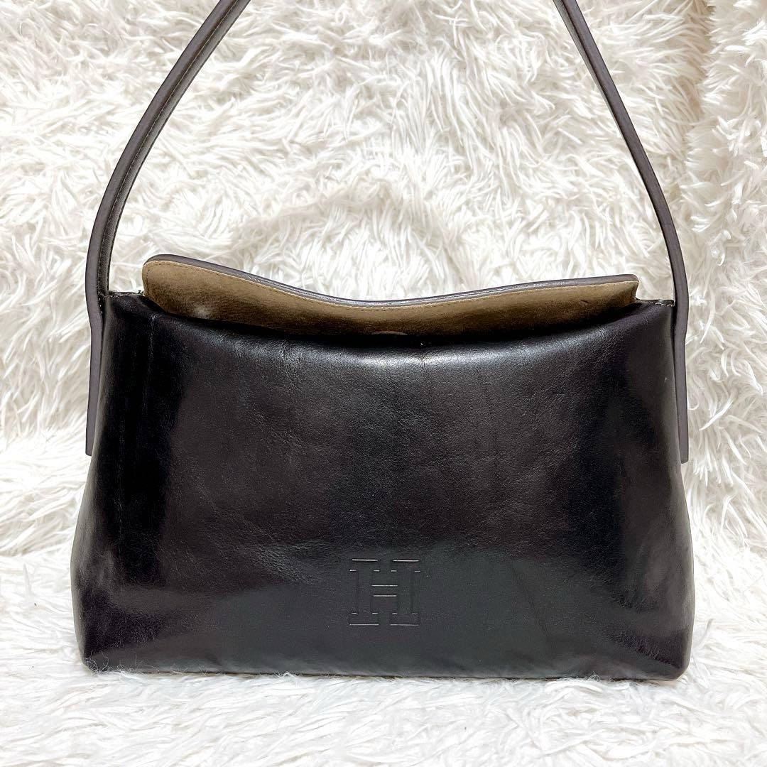 【美品】HIROFU ヒロフ ベリーナ ワンショルダーバッグ ブラック レザー