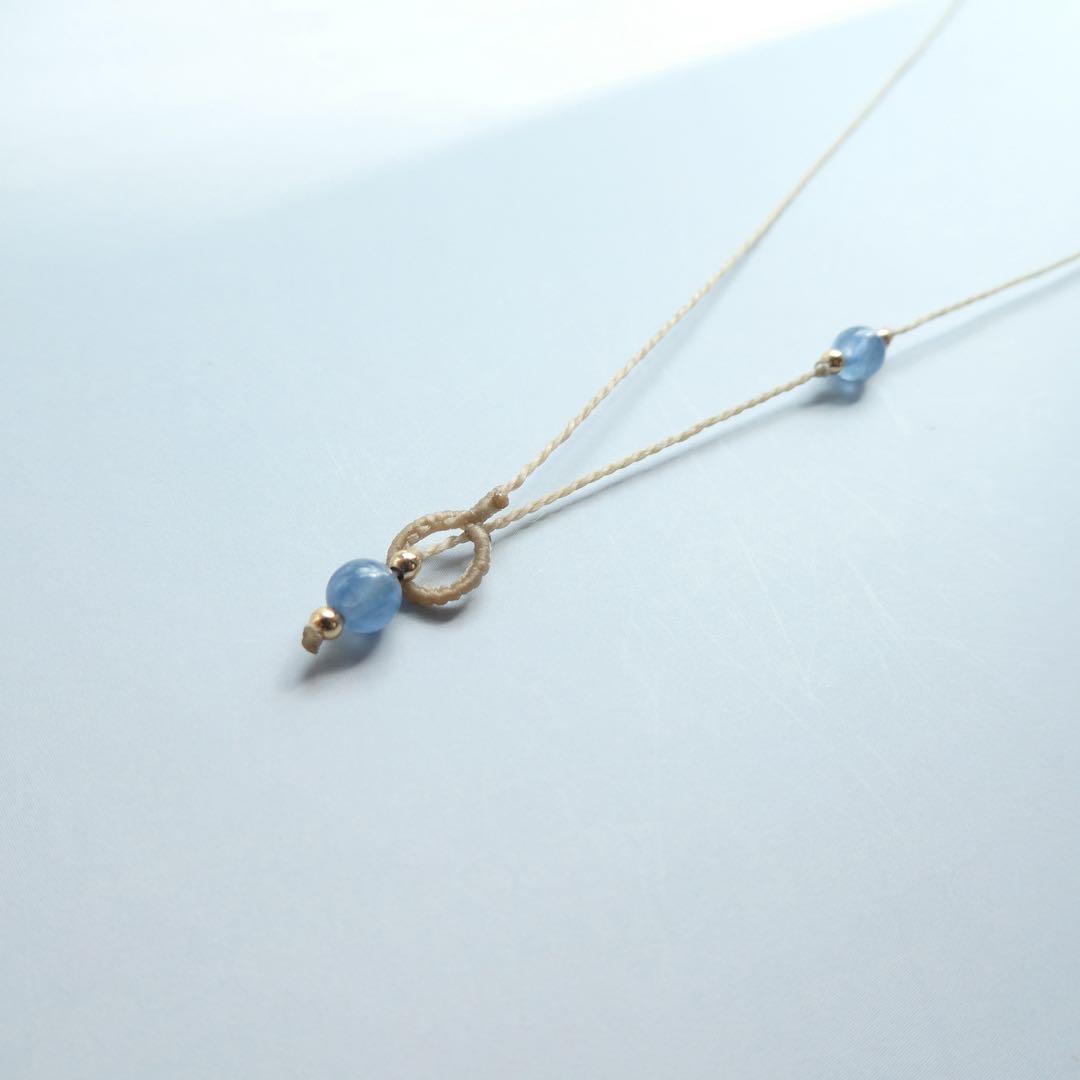 でんちゃん　オパールとタンザナイトのマクラメネックレス