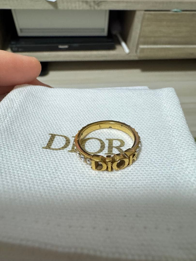 Dior ロゴクリスタルリング　Lサイズ