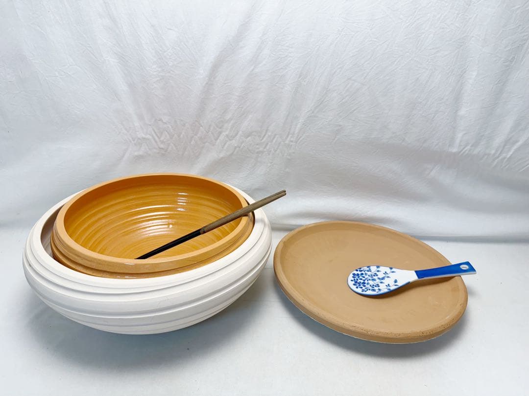 未使用 茶道具 半田焙烙セット火箸 と 茶道具 大炉ホーロクセット 紙箱