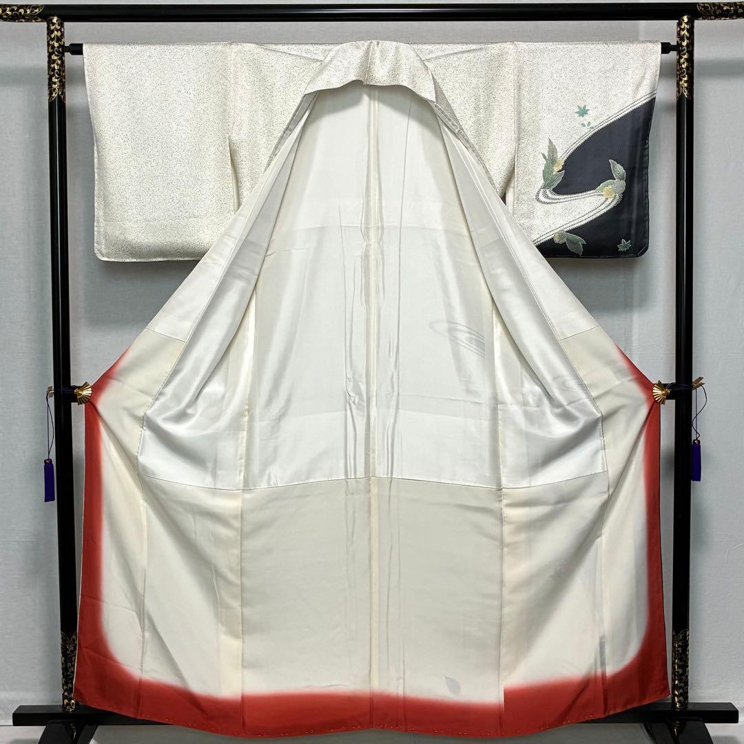 D57 訪問着 桜 流水 正絹 着物 袷 しつけ糸付き未使用極美品