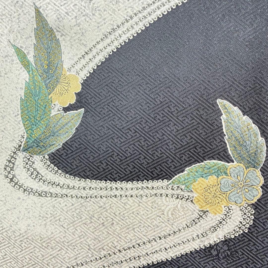 D57 訪問着 桜 流水 正絹 着物 袷 しつけ糸付き未使用極美品