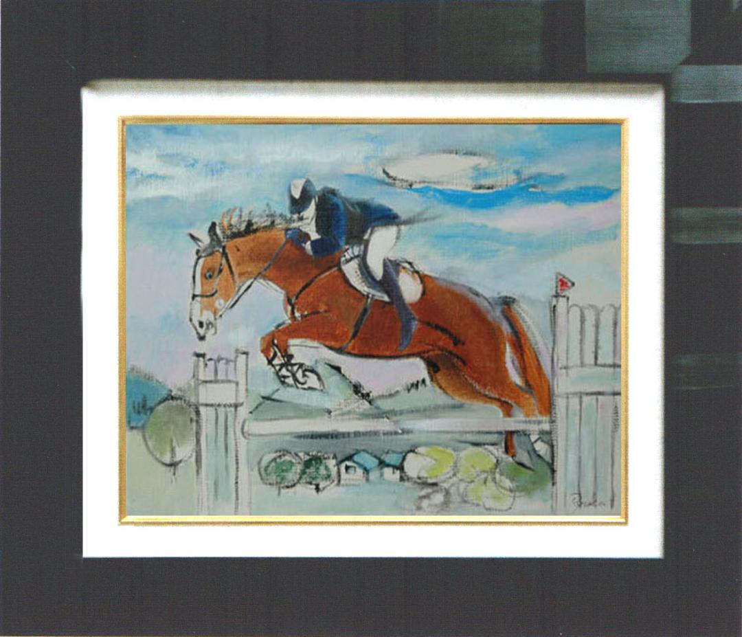 油絵 菅家令子 絵 絵画 インテリア 額付(黒) F4-121712 馬 乗馬