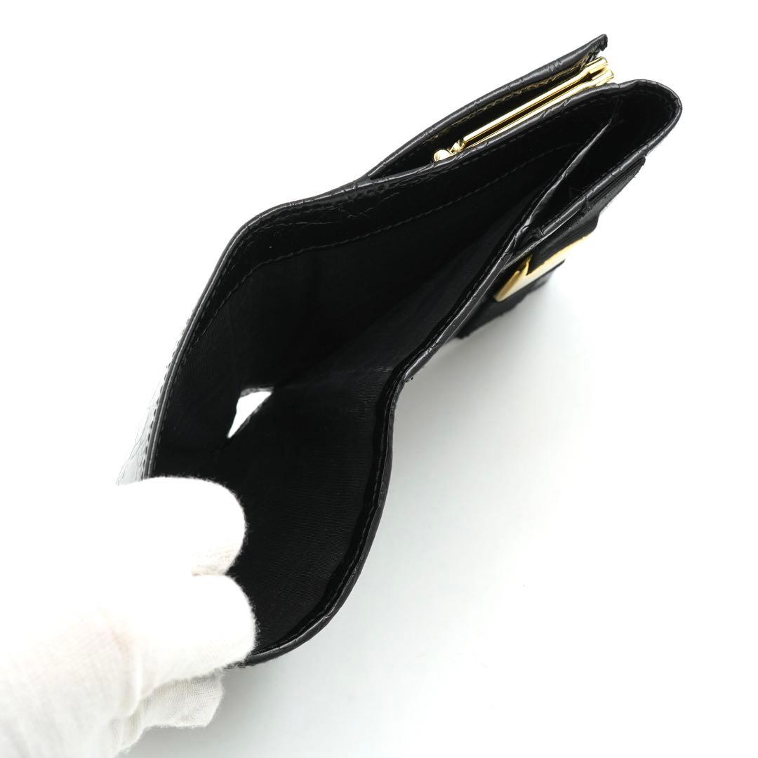 ✨未使用品✨　フェラガモ　ミニ財布　三つ折り　ヴァラリボン　がま口　クロコ型押し