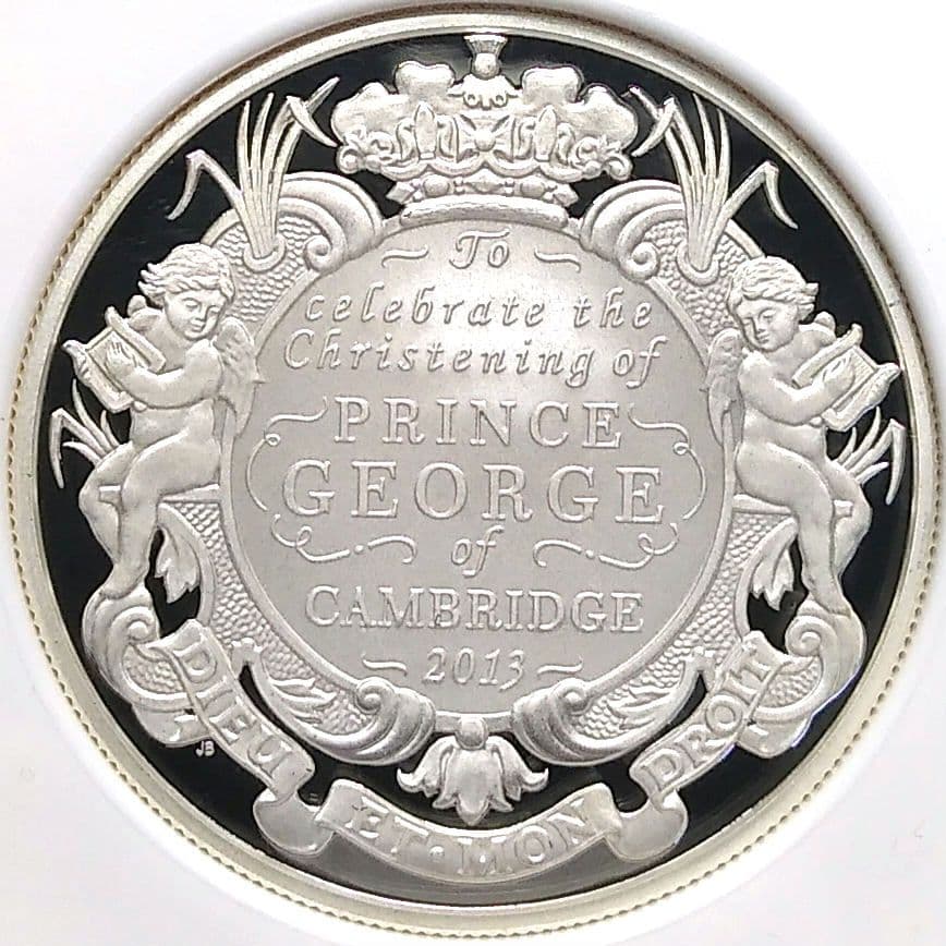 2013 ジョージ王子洗礼記念 5ポンド ピエフォー プルーフ銀貨 PF69UC