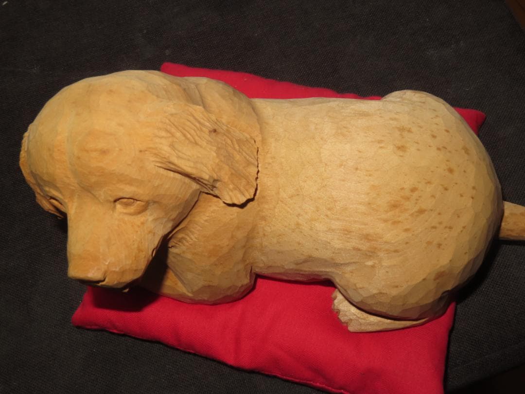 2 金岡作 金岡茂幸？　犬　イヌ 一刀彫　木彫り　木彫刻　アイヌ　北海道