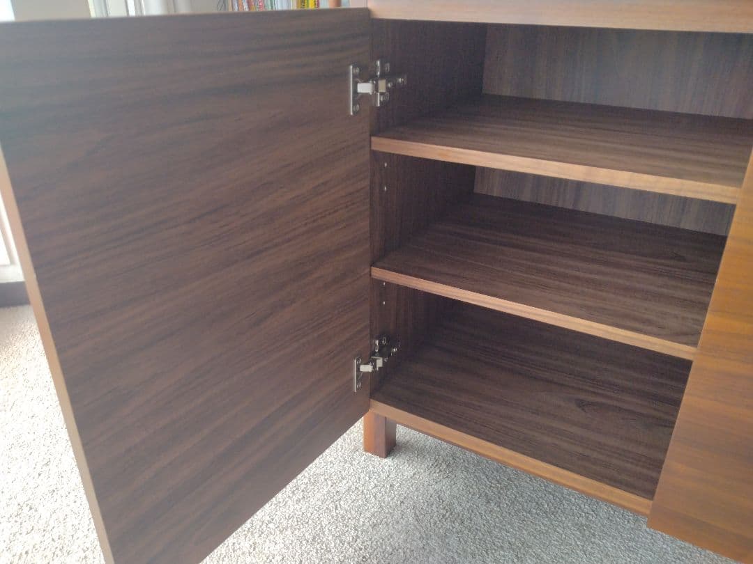 MUJI/無印良品 木製脚付きキャビネット/ウォールナット材/食器棚/収納家具