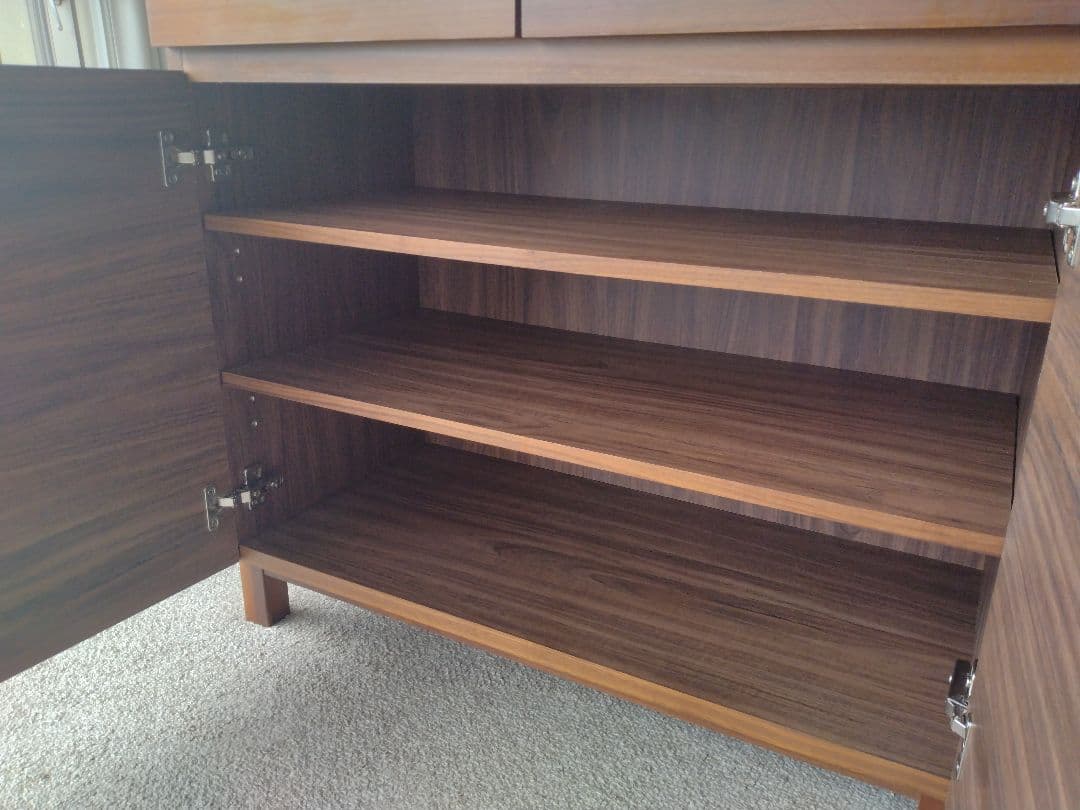 MUJI/無印良品 木製脚付きキャビネット/ウォールナット材/食器棚/収納家具