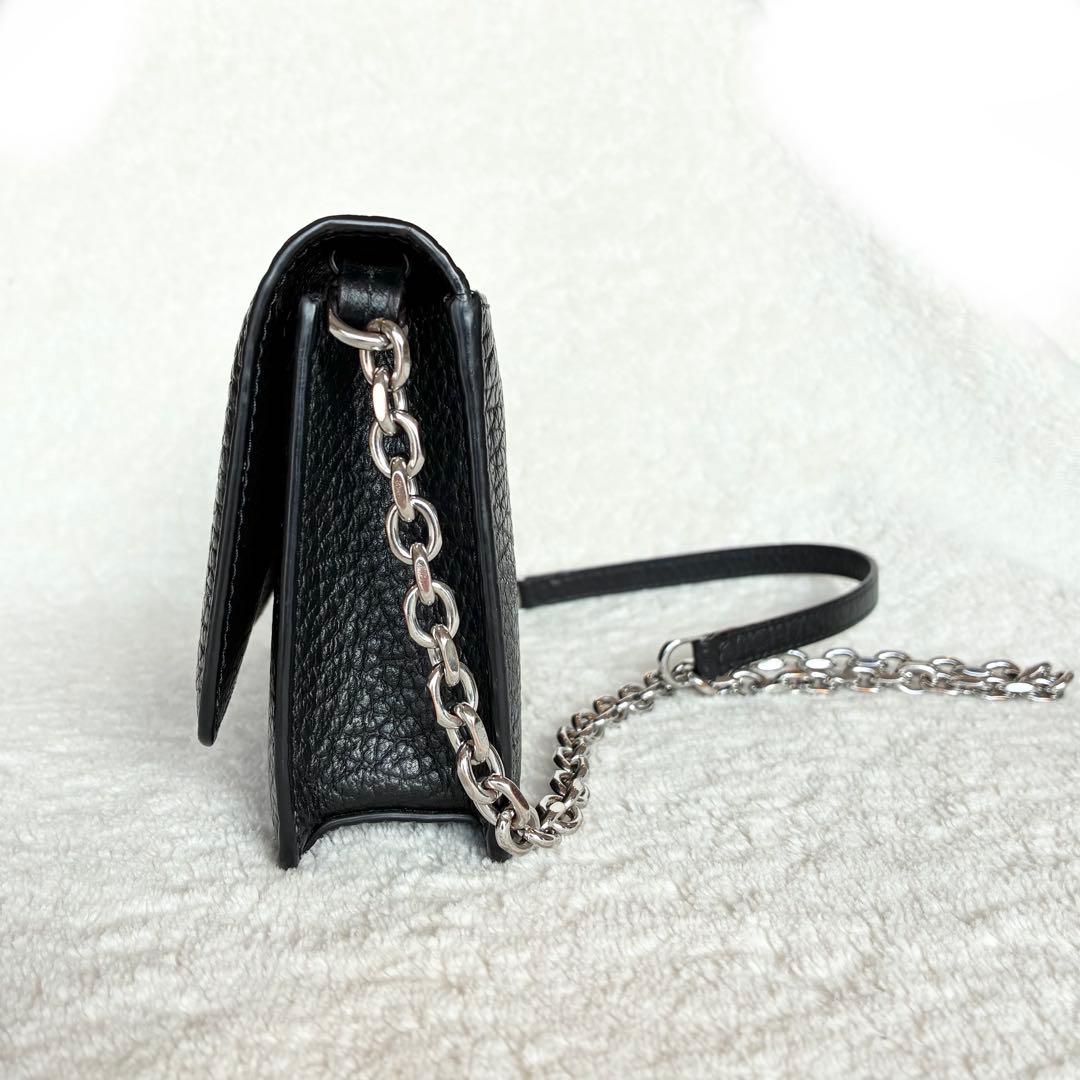 【美品】メゾンマルジェラ チェーンショルダーウォレット 4ステッチ フラップ