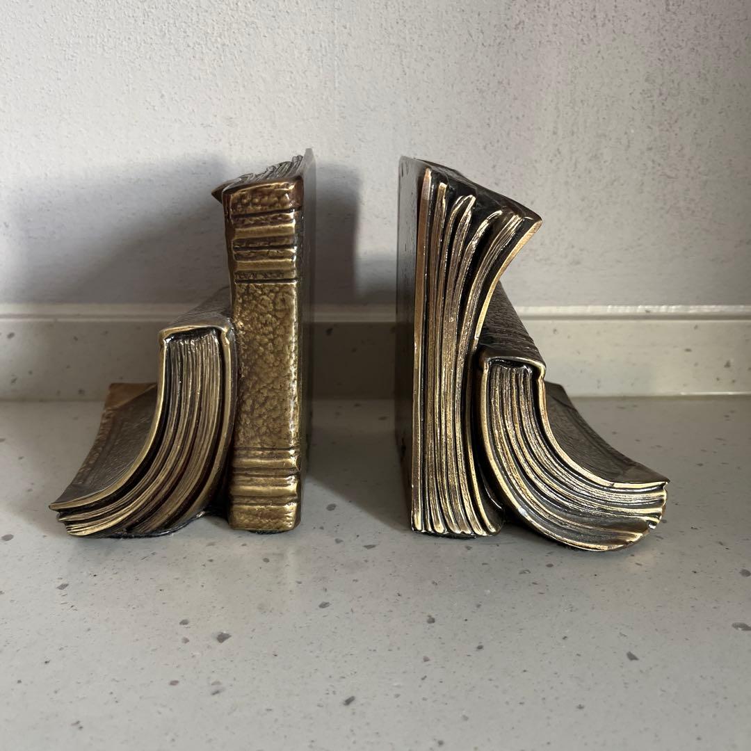 アンティーク　金属製ブックエンド 本型 ブロンズ色　アメリカ製