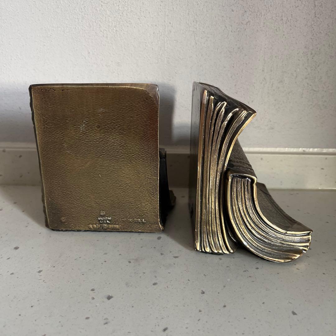 アンティーク　金属製ブックエンド 本型 ブロンズ色　アメリカ製