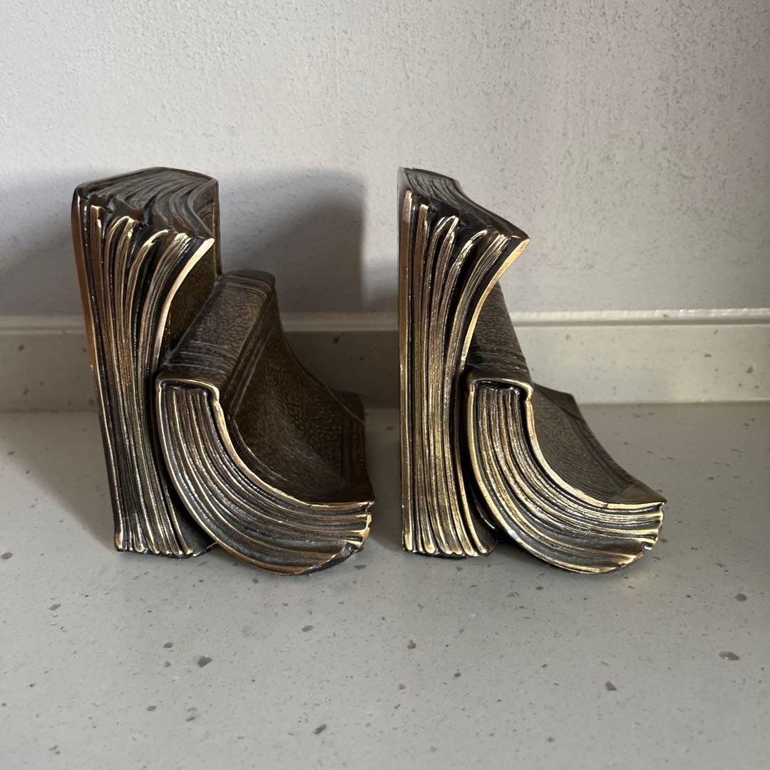 アンティーク　金属製ブックエンド 本型 ブロンズ色　アメリカ製