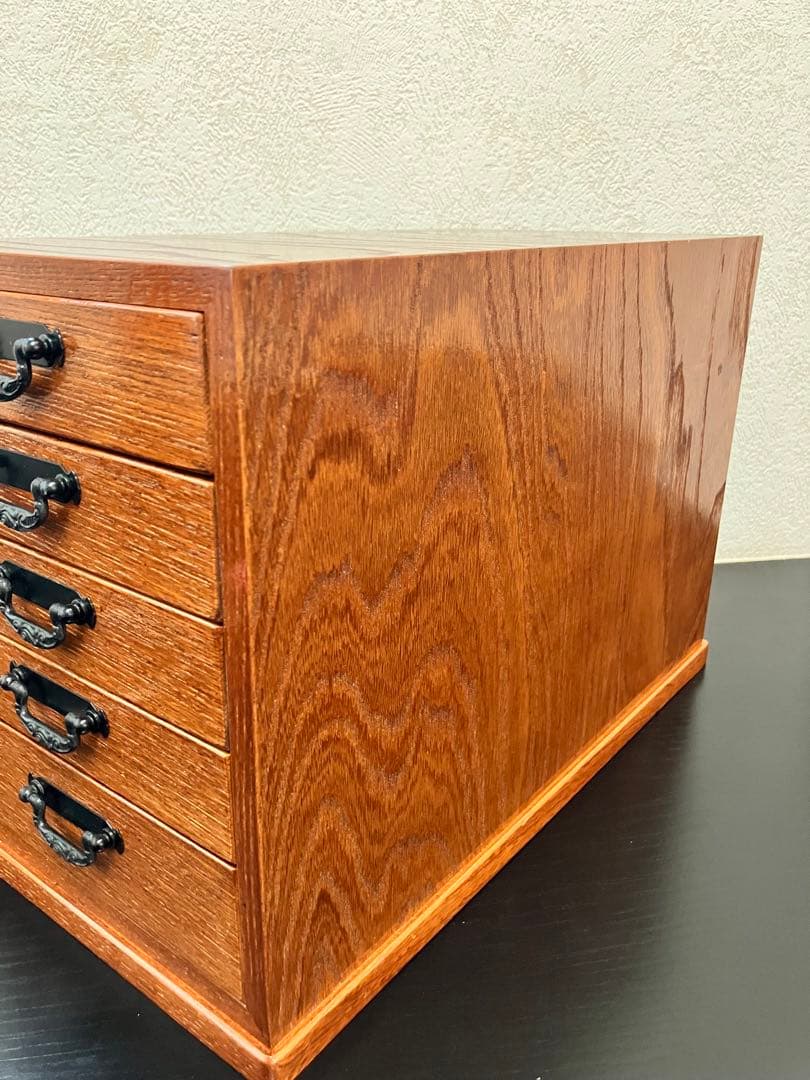 天然木、アクセサリーケース、宝石入れ、収納箱、インテリア、区切り変更可能、(中)