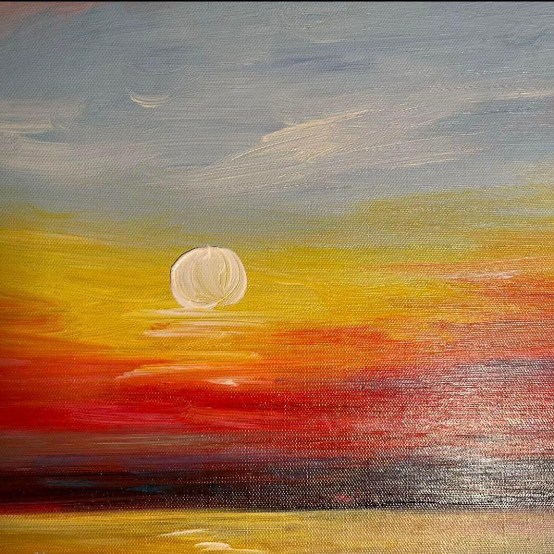 手書き油絵 sunset 額付き インテリア 油彩画