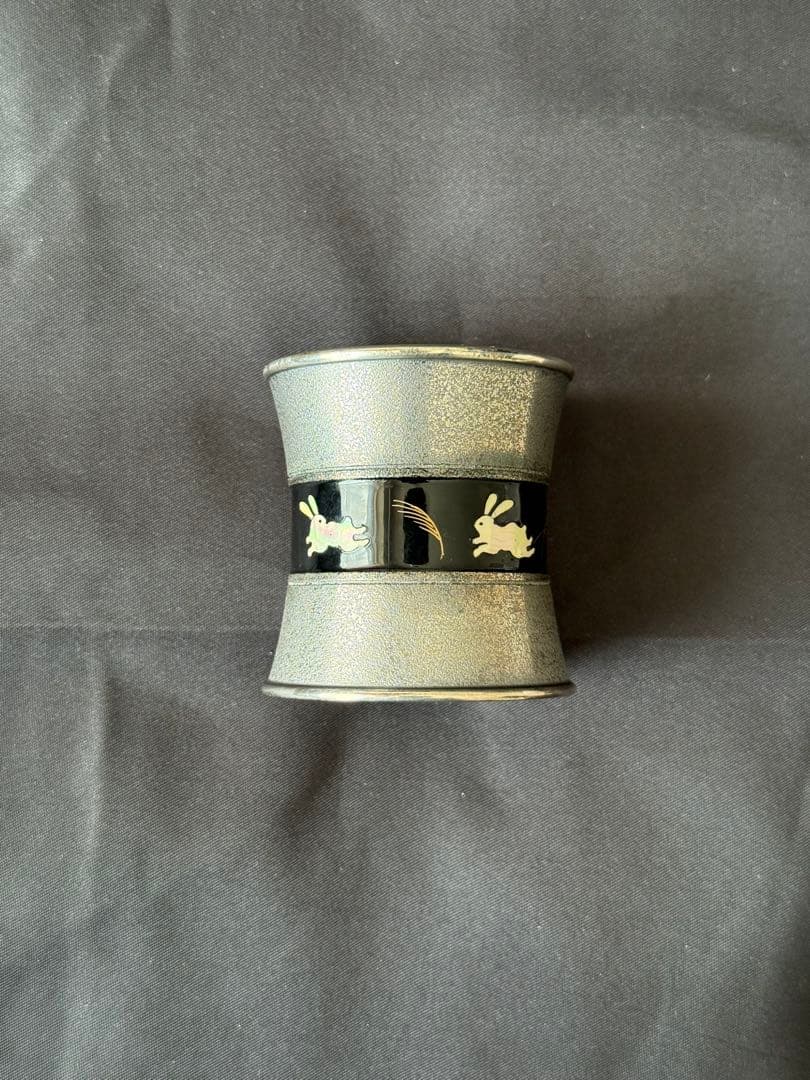 金船漆うさぎ　唐銅蓋置　喜多庄兵衛　月に兎　茶道　蓋置