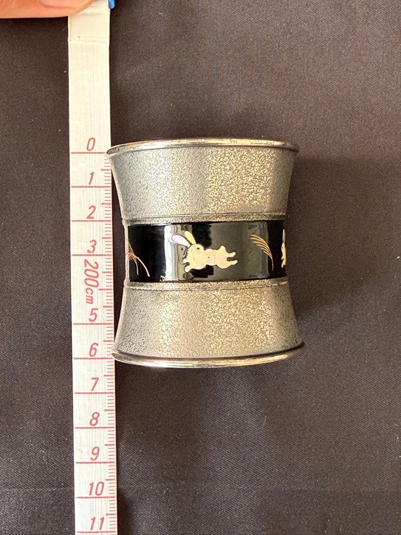 金船漆うさぎ　唐銅蓋置　喜多庄兵衛　月に兎　茶道　蓋置